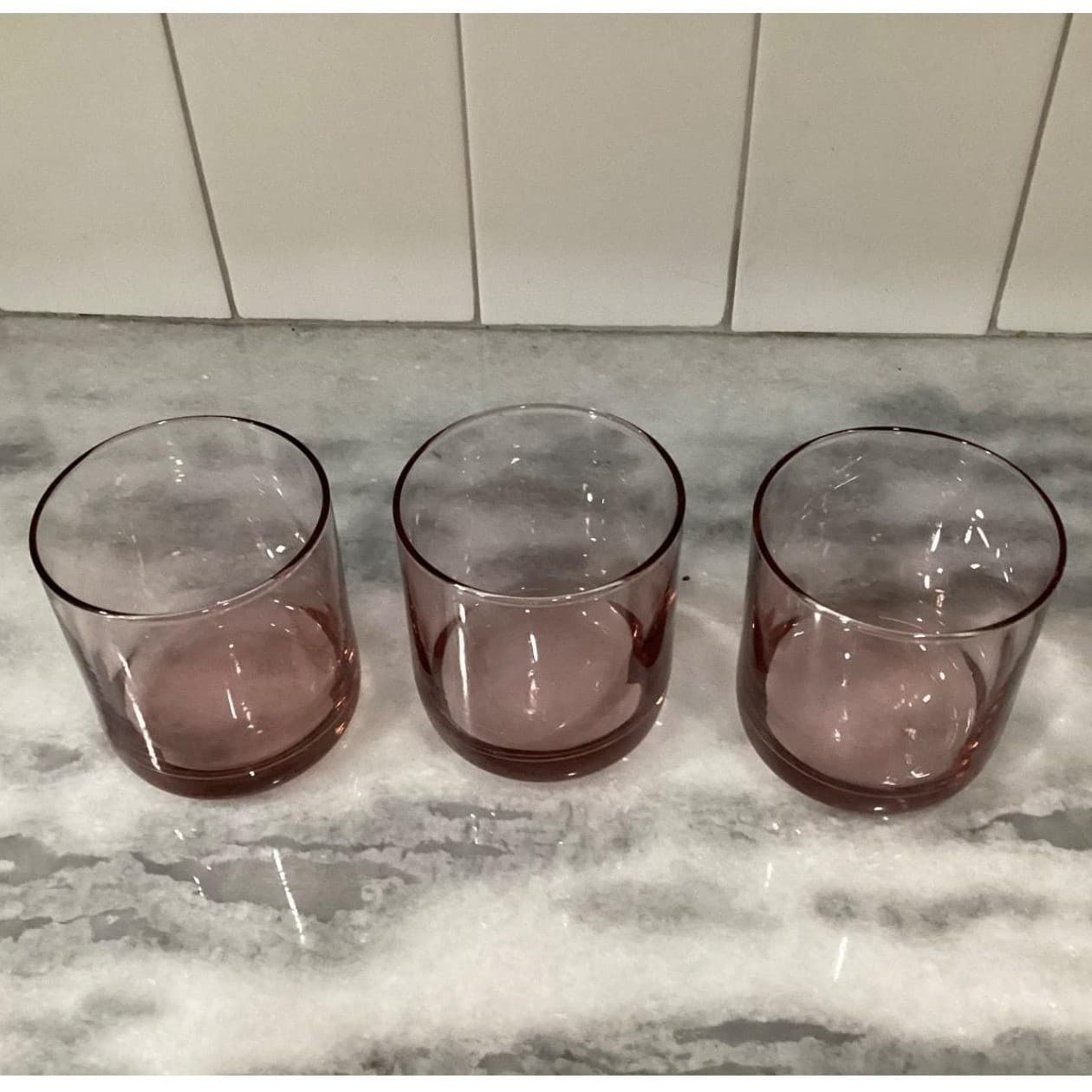 Libbey Pink Plum Lowball Tumblers, Set Of 3, Vintage Inspired Glasses, Drinkware - Thumbnail 3