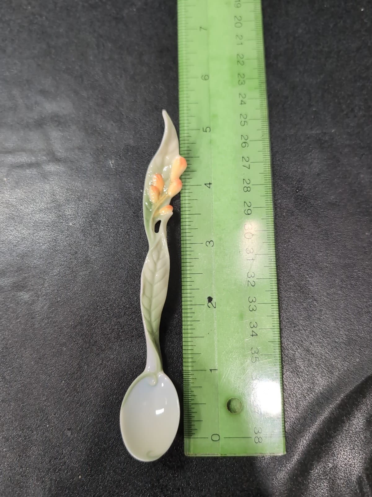 Franz Sculptured Porcelain Spoon FZ00827, Tropical Blossoms Plumeria Design, Art - Thumbnail 5