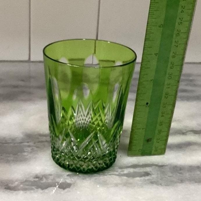 Nachtmann Traube Green Lowball Tumbler, Cut Crystal Rocks Glass, Emerald Barware - Thumbnail 10