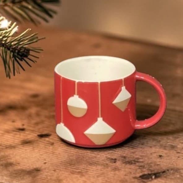 Starbucks 2012 Red Christmas Coffee Cup, Vintage Inspired Ornaments Design