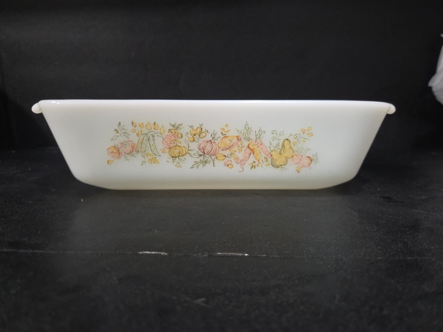 Anchor Hocking Harvest Vegetable 5x9 Loaf Pan, Vintage Baking Dish, Serving Pan