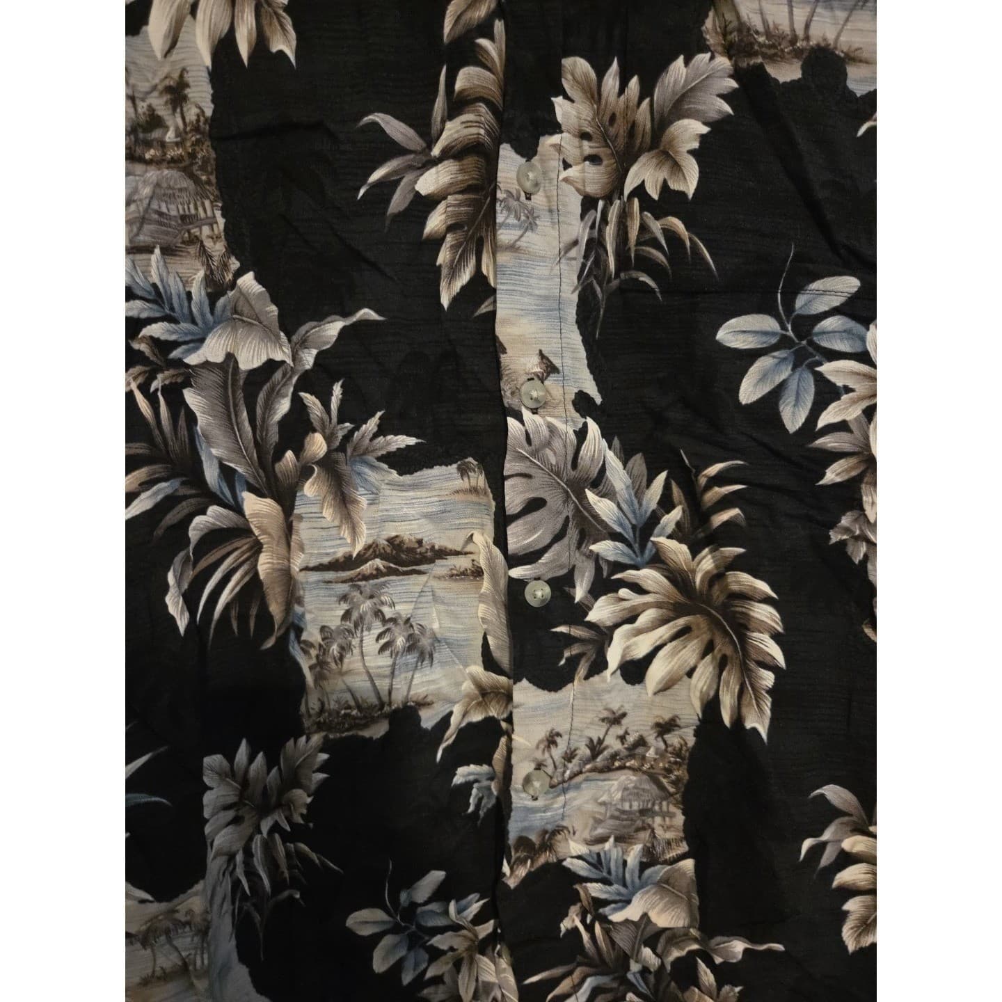 Croft & Barrow Rayon Tropical Palm Island Print Camp Shirt Black, Men's Medium - Thumbnail 6