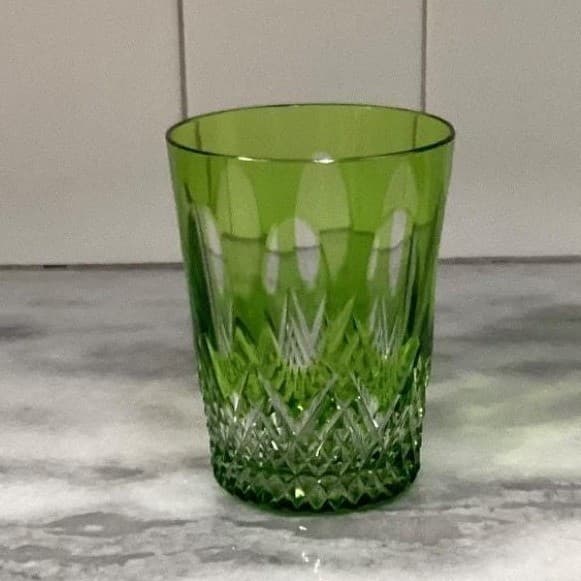 Nachtmann Traube Green Lowball Tumbler, Cut Crystal Rocks Glass, Emerald Barware - Thumbnail 9