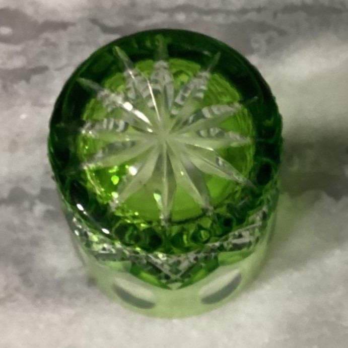 Nachtmann Traube Green Lowball Tumbler, Cut Crystal Rocks Glass, Emerald Barware - Thumbnail 5