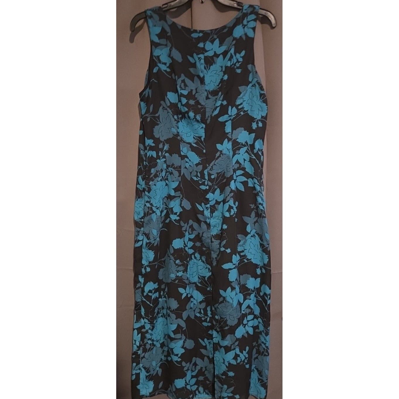 D.J. Summers Teal Floral Sleeveless Midi Sheath Dress, Black, Women's Size 10 - Thumbnail 4