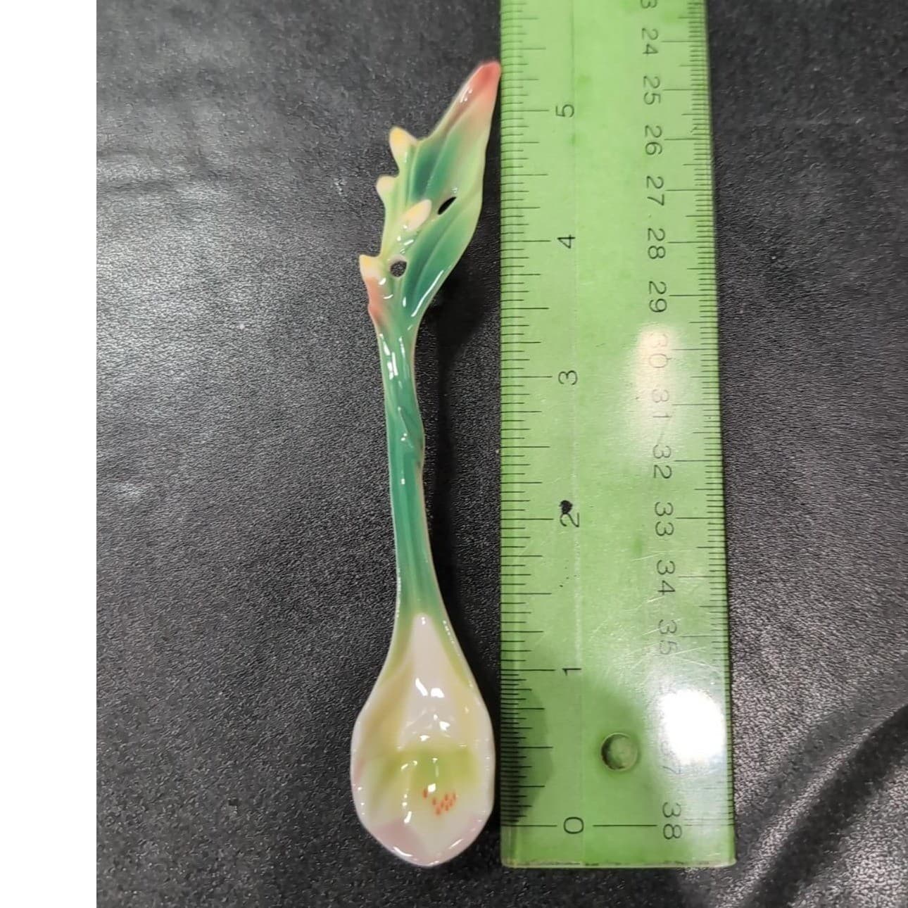 Franz Sculptured Porcelain Spoon FZ00481, Spring Freesia Design, Art Collectible - Thumbnail 6