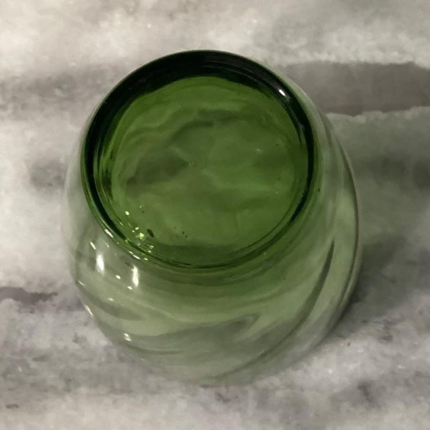 Libbey Avocado Green Swirl Lowball Tumblers, Set of 2, Vintage Glass Drinkware - Thumbnail 5
