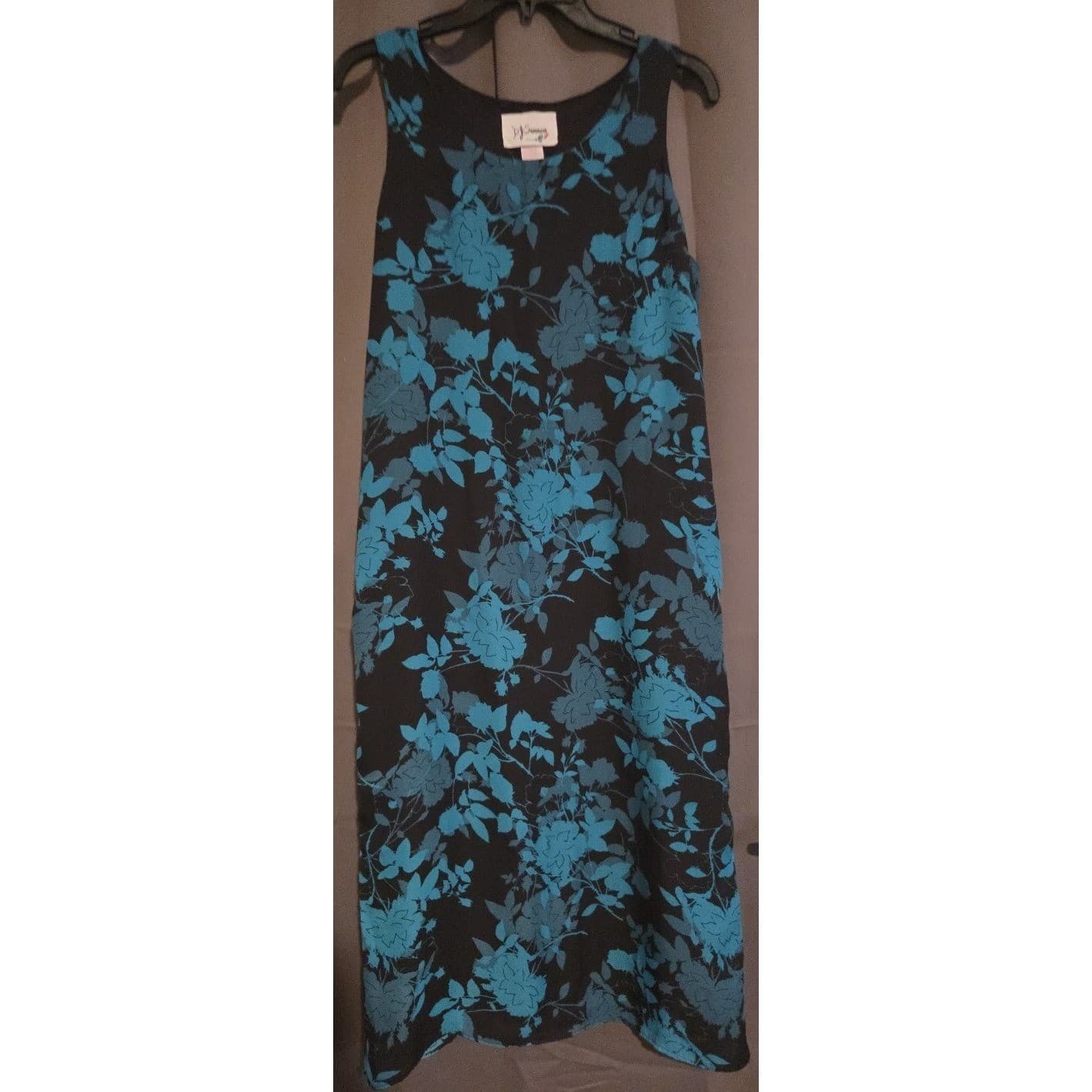 D.J. Summers Teal Floral Sleeveless Midi Sheath Dress, Black, Women's Size 10 - Thumbnail 3