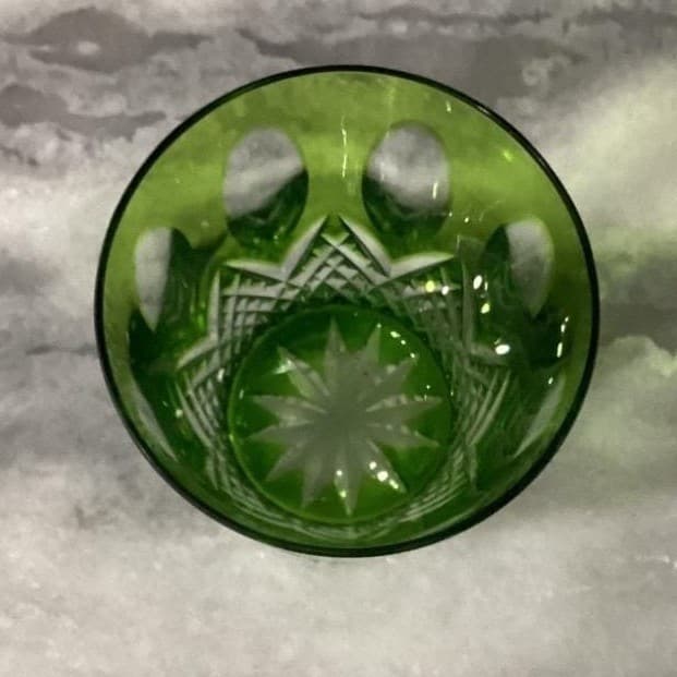 Nachtmann Traube Green Lowball Tumbler, Cut Crystal Rocks Glass, Emerald Barware - Thumbnail 4
