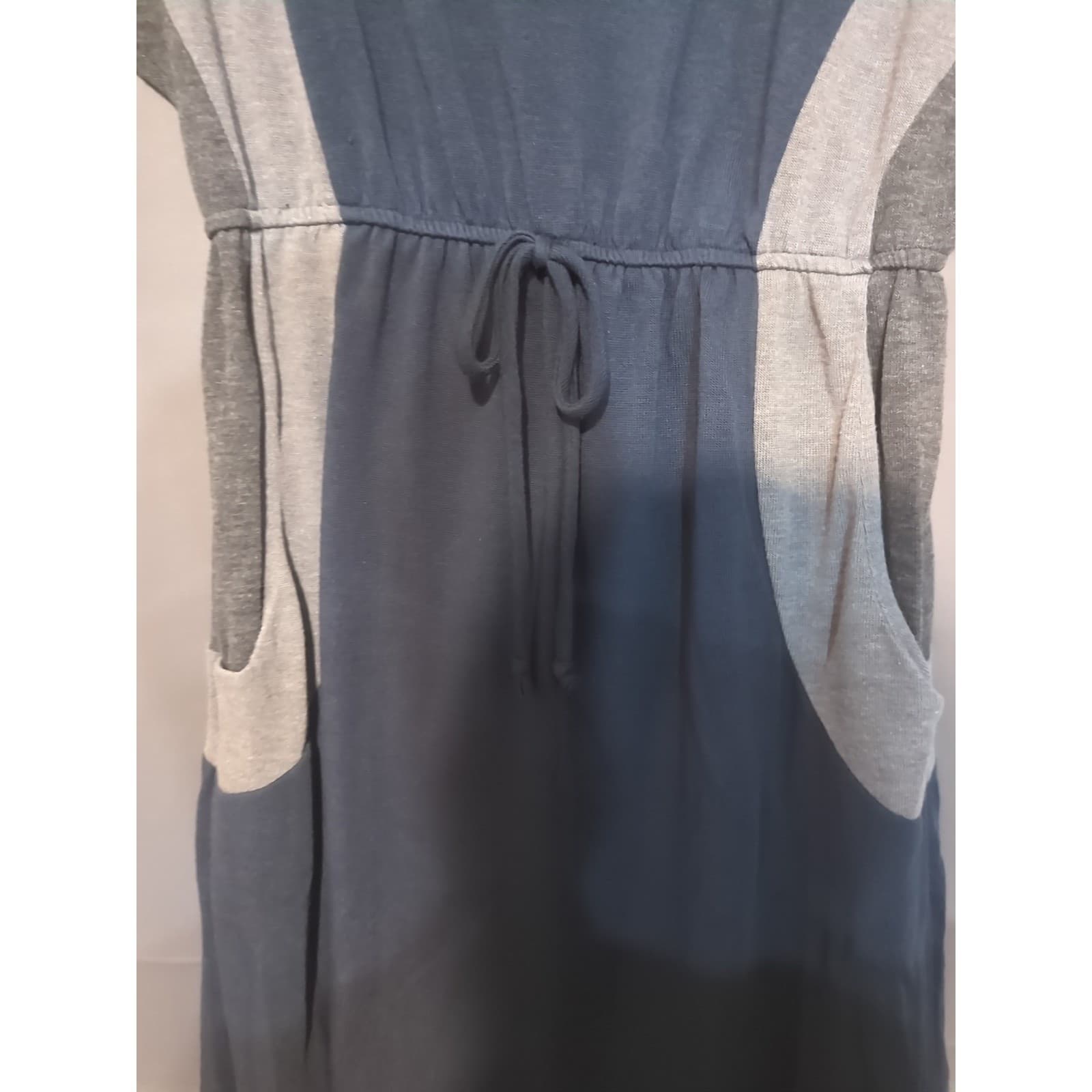 Delirious Los Angeles Navy Blue Colorblock Drawstring Knit Dress, Women's Large - Thumbnail 6