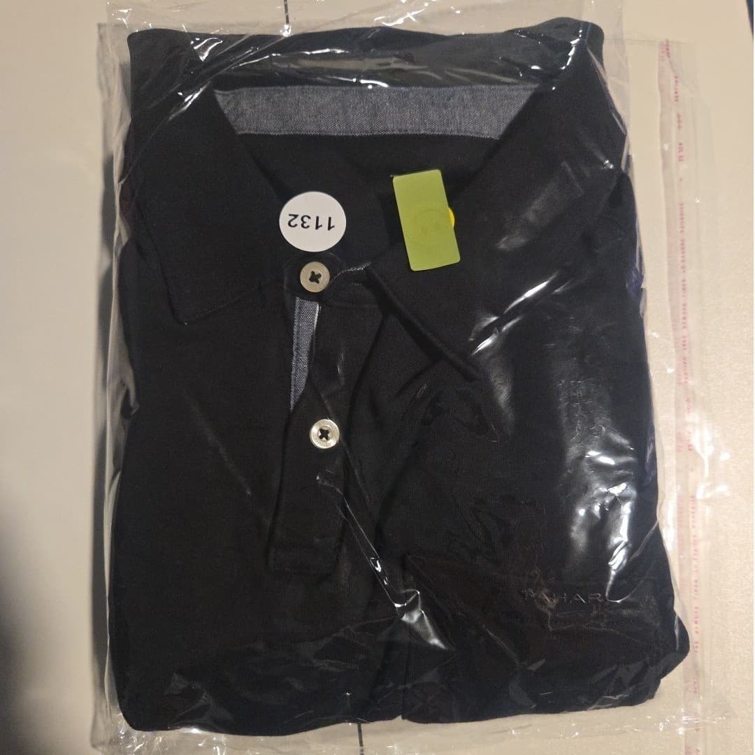 Tahari Black Short Sleeve Cotton Pique Polo Shirt, Men's Large, Chest Pocket - Thumbnail 9
