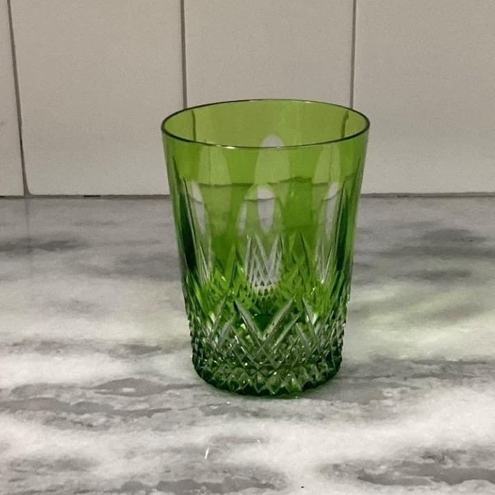 Nachtmann Traube Green Lowball Tumbler, Cut Crystal Rocks Glass, Emerald Barware - Thumbnail 7