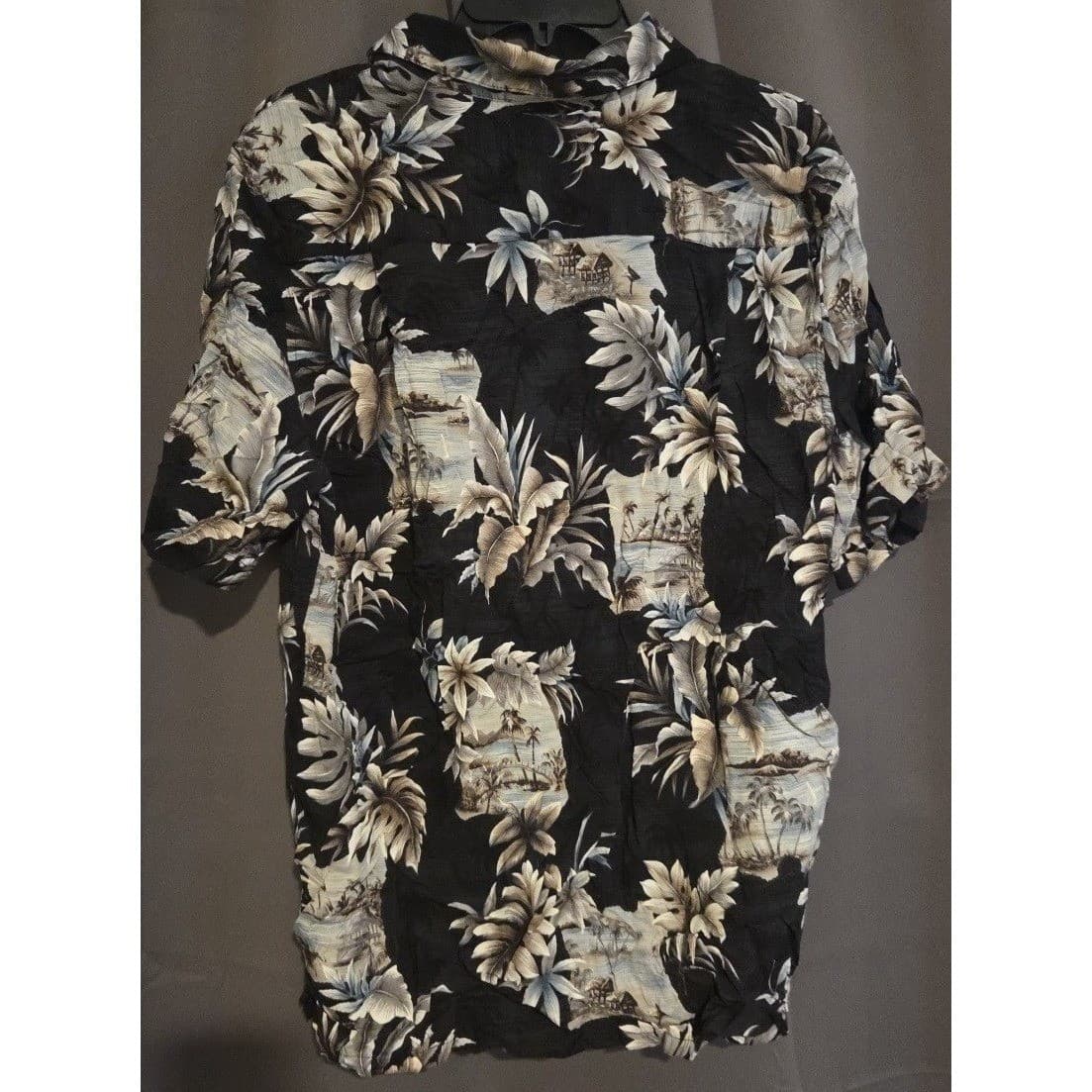 Croft & Barrow Rayon Tropical Palm Island Print Camp Shirt Black, Men's Medium - Thumbnail 4