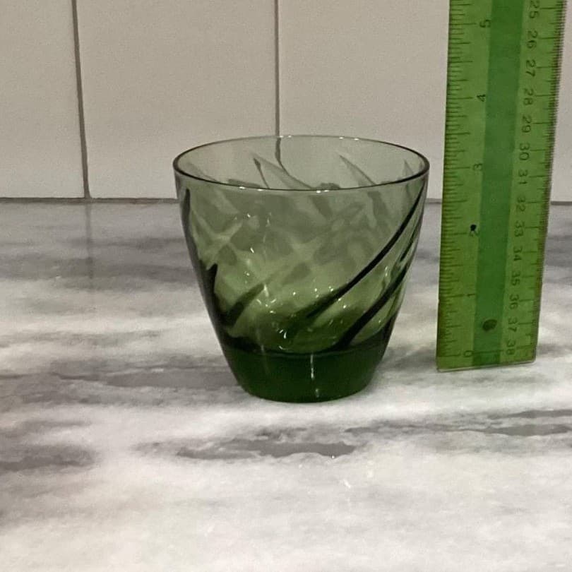Libbey Avocado Green Swirl Lowball Tumblers, Set of 2, Vintage Glass Drinkware - Thumbnail 10