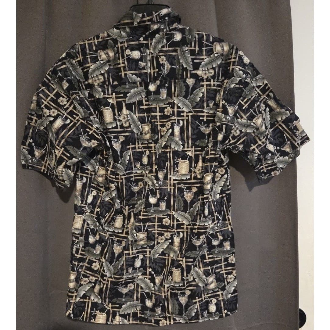 Windham Pointe Tropical Cocktail Bamboo Print Cotton Button Down, Men's Small - Thumbnail 4