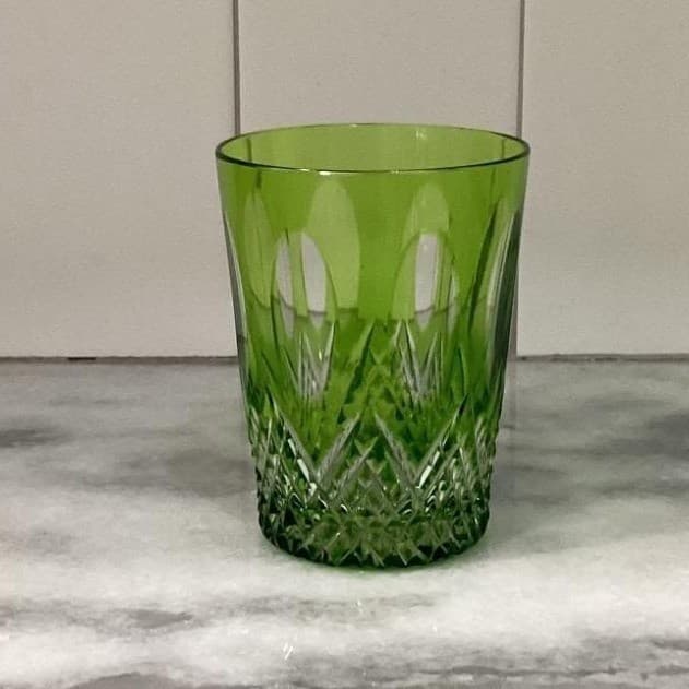 Nachtmann Traube Green Lowball Tumbler, Cut Crystal Rocks Glass, Emerald Barware - Thumbnail 2