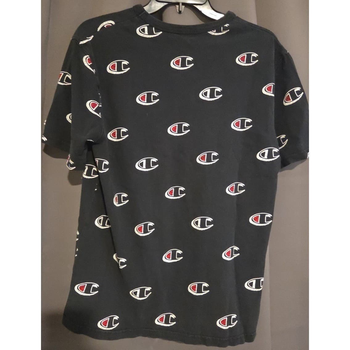 Champion Heritage All Over Print C Logo T-Shirt Black, Men's Medium Short Sleeve - Thumbnail 4