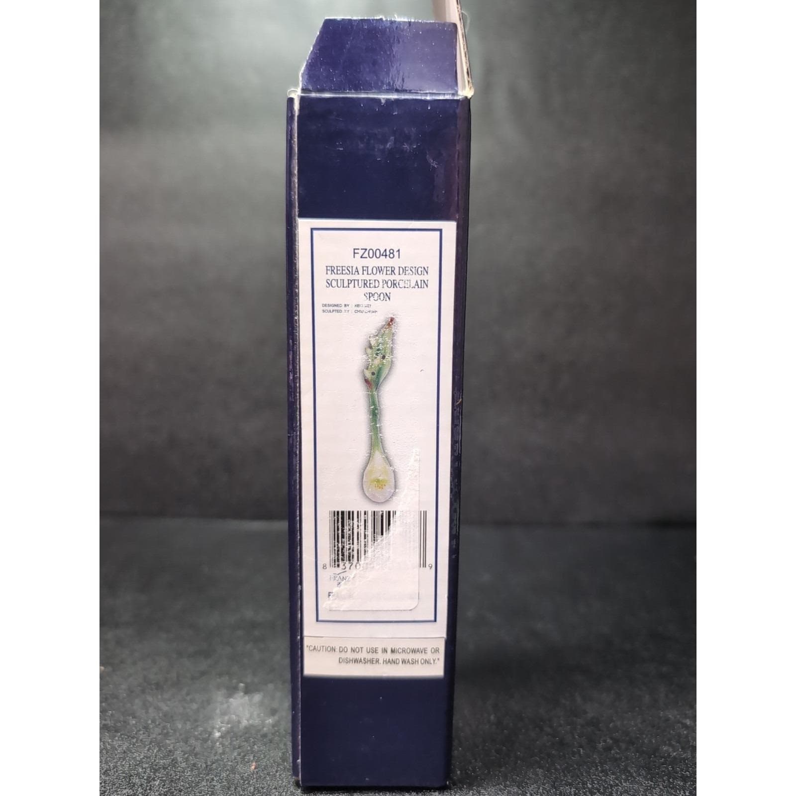 Franz Sculptured Porcelain Spoon FZ00481, Spring Freesia Design, Art Collectible - Thumbnail 7