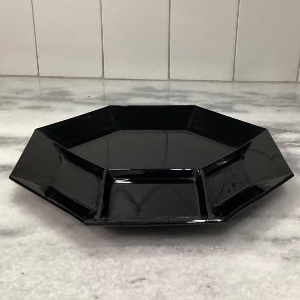 Arcoroc Octime Black Divided Dinner Plate, Vintage French Dinnerware, Tableware - Thumbnail 9