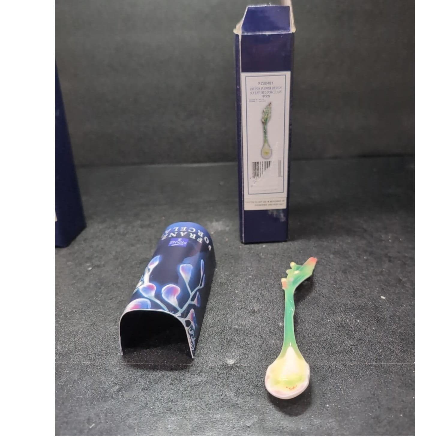 Franz Sculptured Porcelain Spoon FZ00481, Spring Freesia Design, Art Collectible - Thumbnail 2