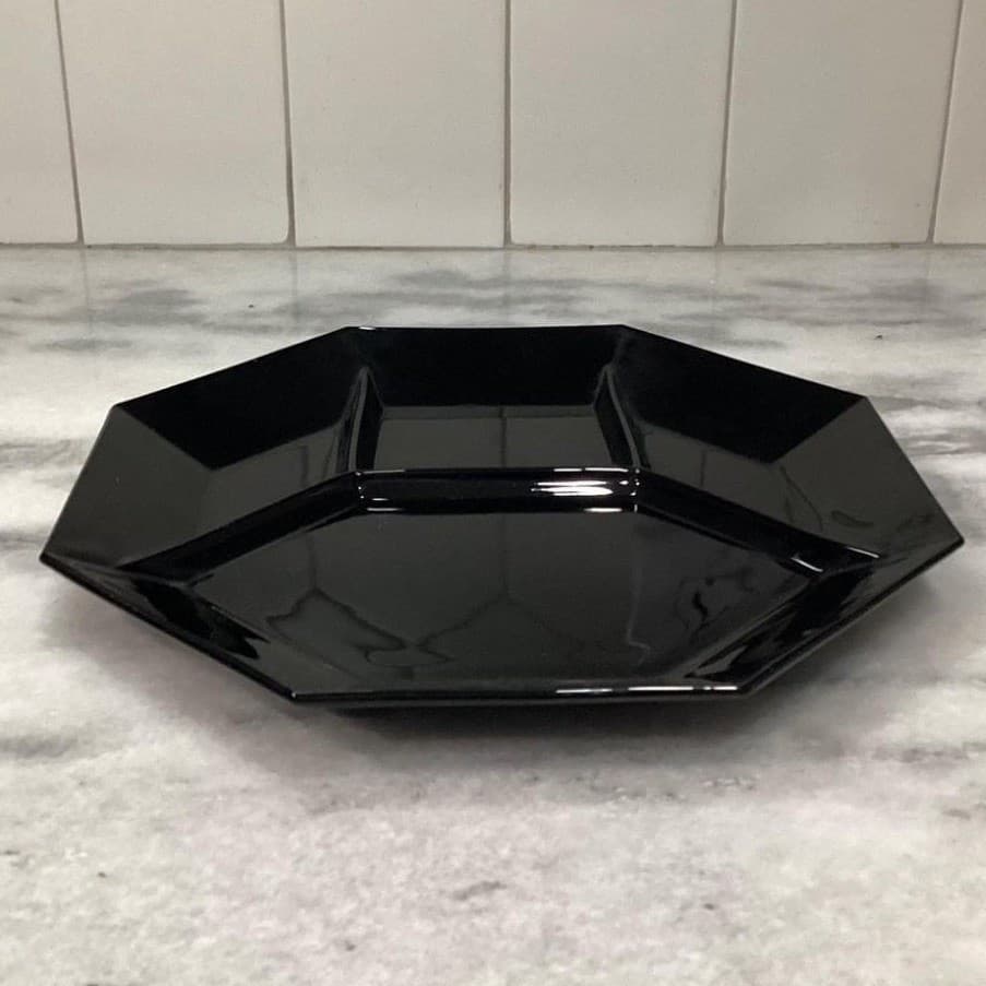 Arcoroc Octime Black Divided Dinner Plate, Vintage French Dinnerware, Tableware - Thumbnail 7