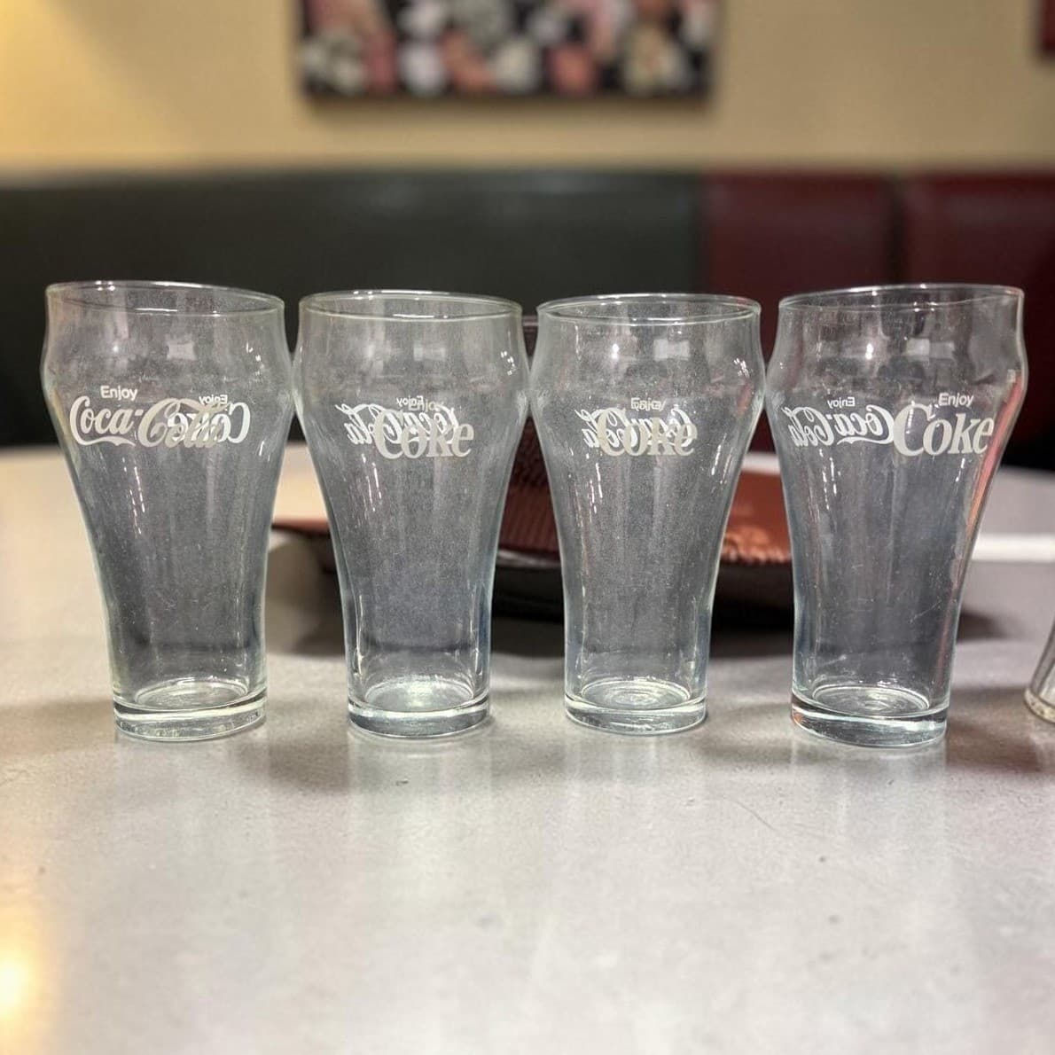 Classic Coca-Cola Enjoy Coke Glasses, Set Of 4, Vintage Glassware, Drinkware