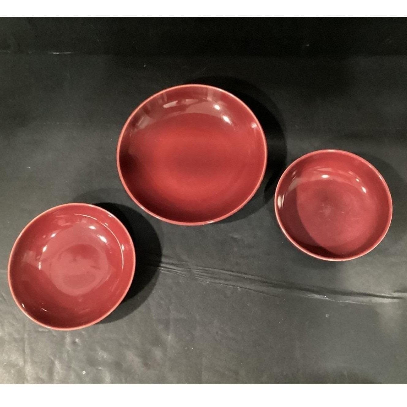 Universal Potteries "Ballerina" Burgundy Nesting Bowls, Set of 3, Red Dinnerware - Thumbnail 10