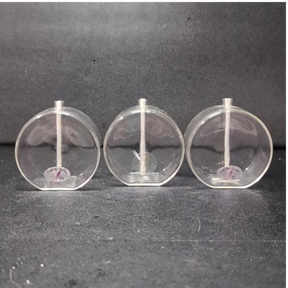 Firelight Glass 3" Round Oil Lamps, Set of 3, Vintage Candle Lights, Minimalist - Thumbnail 7