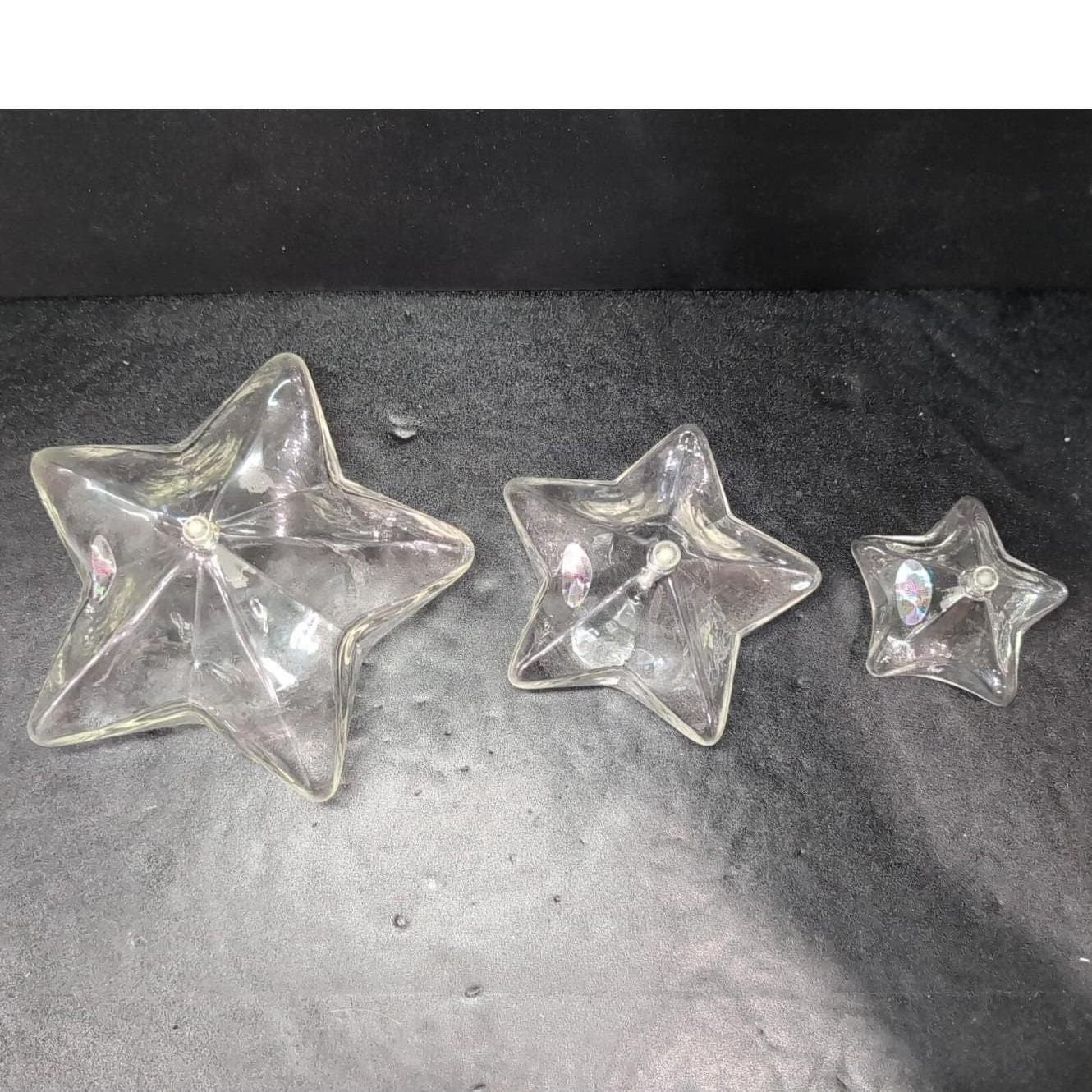 Firelight Glass Starlight Oil Candle Set, 7" 5" 3.5", Handblown Clear Lamps, Vtg - Thumbnail 10
