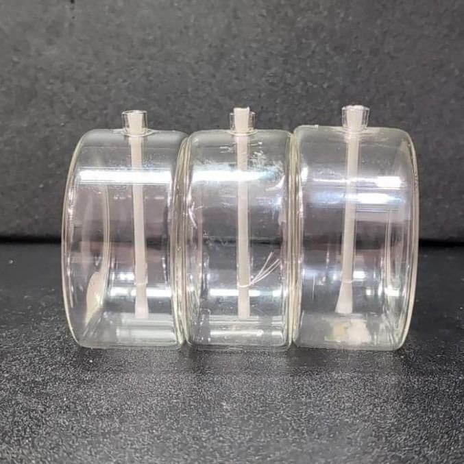 Firelight Glass 3" Round Oil Lamps, Set of 3, Vintage Candle Lights, Minimalist - Thumbnail 8