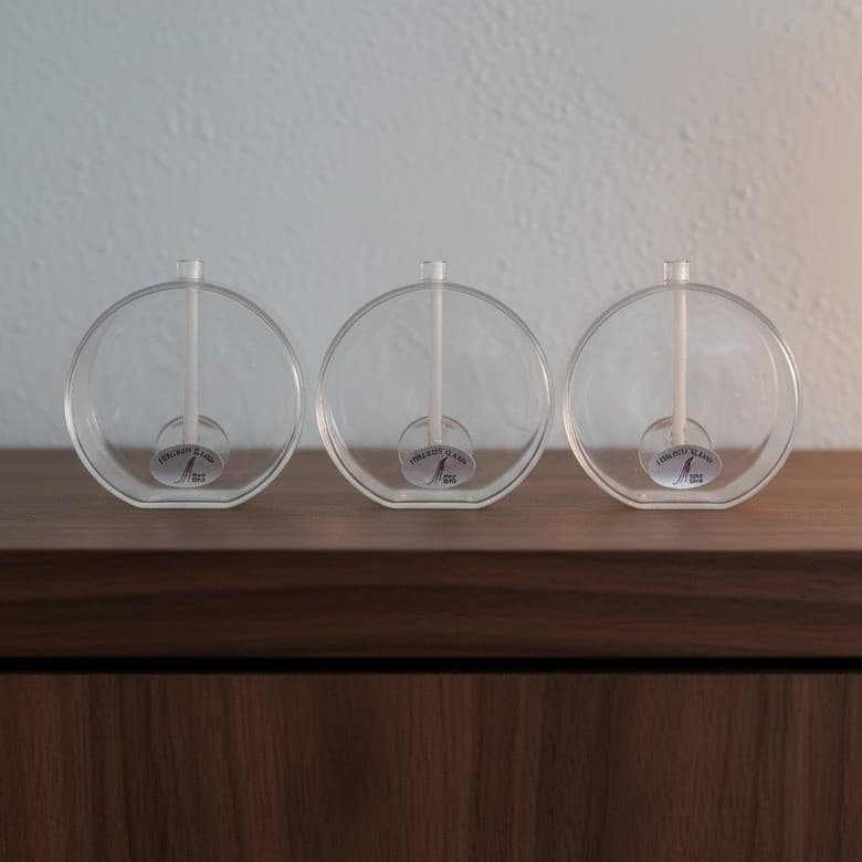 Firelight Glass 3" Round Oil Lamps, Set of 3, Vintage Candle Lights, Minimalist