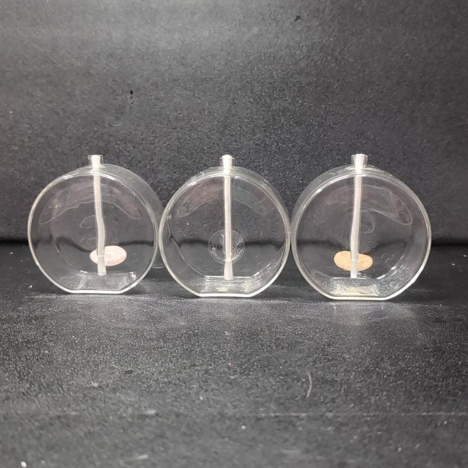 Firelight Glass 3" Round Oil Lamps, Set of 3, Vintage Candle Lights, Minimalist - Thumbnail 9