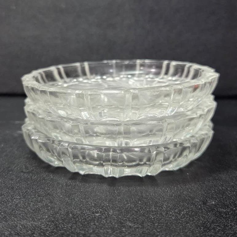 Pinwheel Crystal Glass Coasters, Set of 3, Vintage Star of David Tableware Decor - Thumbnail 5
