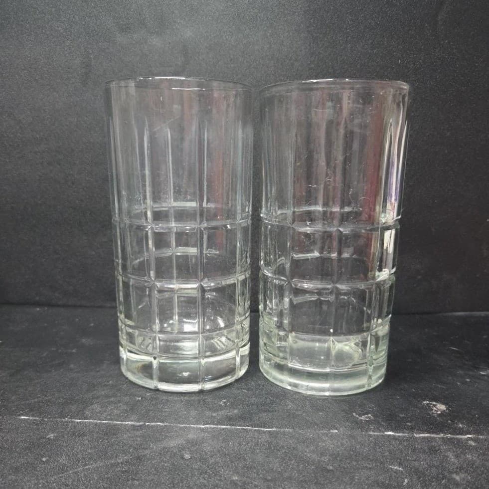 Anchor Hocking Tartan Manchester Clear Tumblers, Set Of 2, Vtg Cocktail Glasses - Thumbnail 3