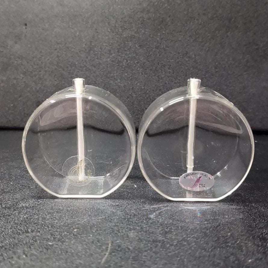 Firelight Glass 3" Round Oil Lamps, Set of 2, Vintage Candle Lights, Minimalist - Thumbnail 7