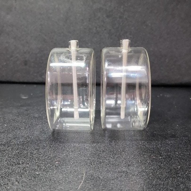 Firelight Glass 3" Round Oil Lamps, Set of 2, Vintage Candle Lights, Minimalist - Thumbnail 10