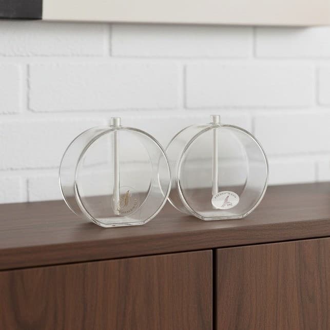 Firelight Glass 3" Round Oil Lamps, Set of 2, Vintage Candle Lights, Minimalist