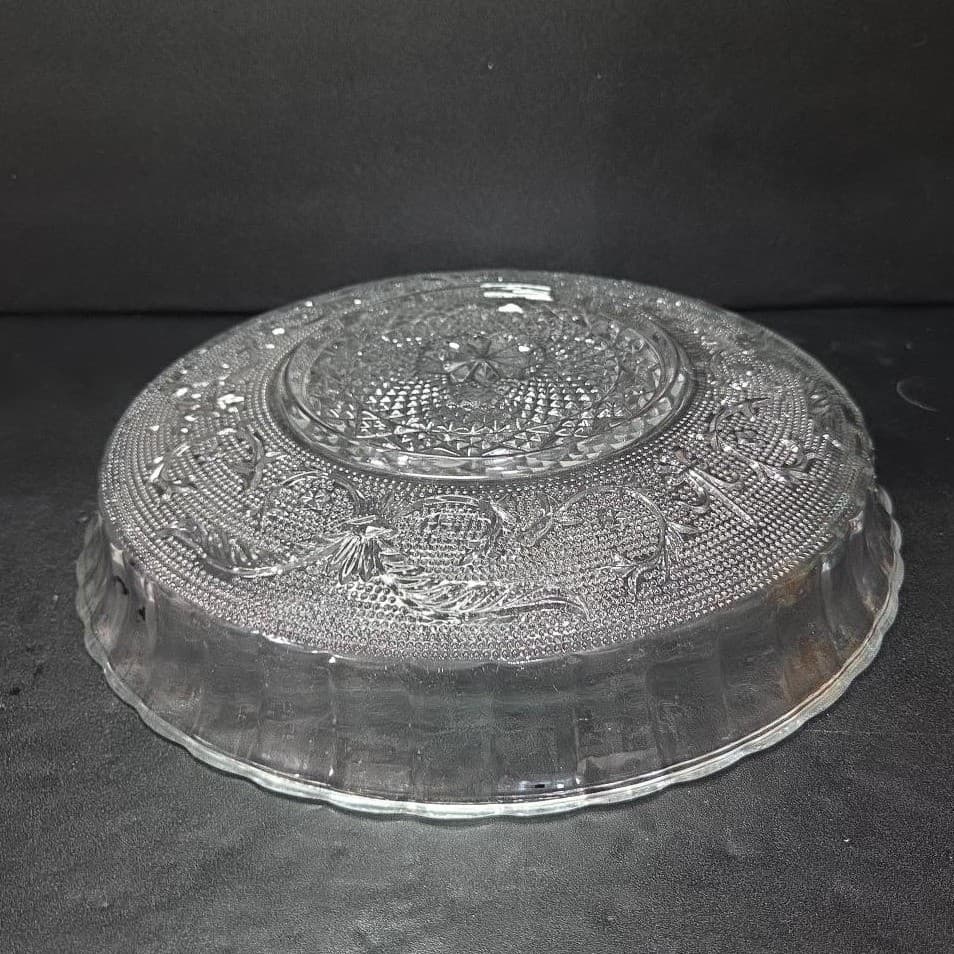 KIG Malaysia Clear Glass Serving Bowl, Vtg Trellis Pattern Replacement Tableware - Thumbnail 9