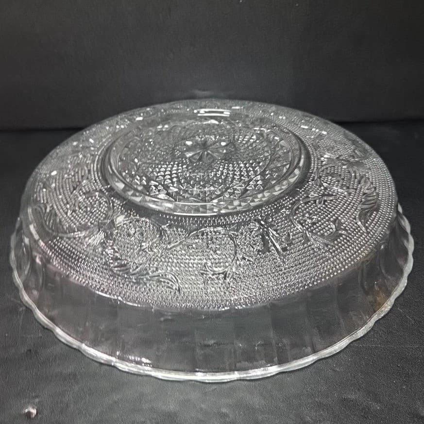 KIG Malaysia Clear Glass Serving Bowl, Vtg Trellis Pattern Replacement Tableware - Thumbnail 7