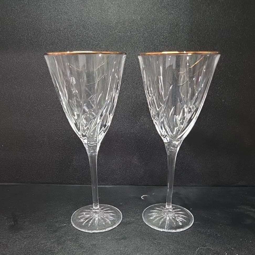 Cristal d'Arques Cassandra Wine Glasses, Set of 2, Vintage Crystal Stemware - Thumbnail 2