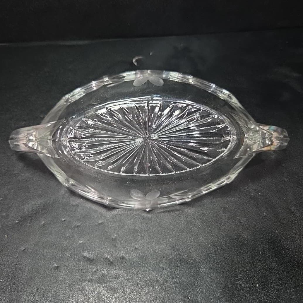 Imperial Glass Serving Boat, Vintage Etched Floral Bowl, Replacement Serveware - Thumbnail 7