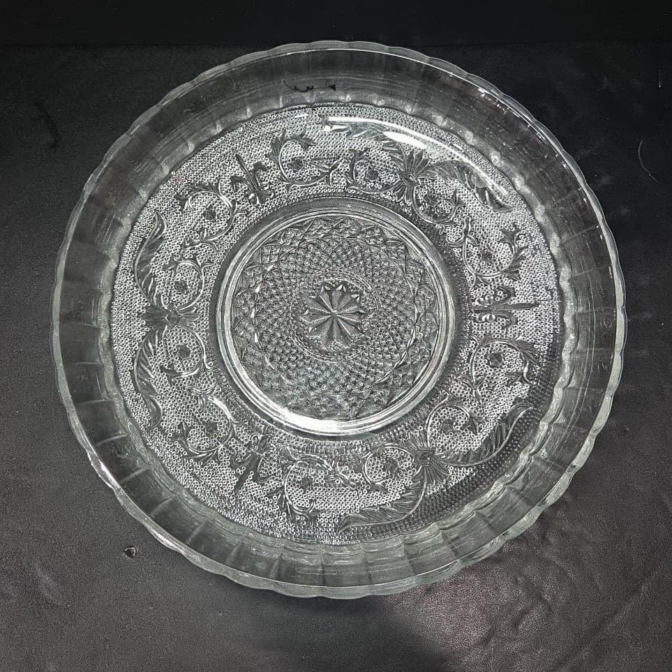KIG Malaysia Clear Glass Serving Bowl, Vtg Trellis Pattern Replacement Tableware - Thumbnail 3