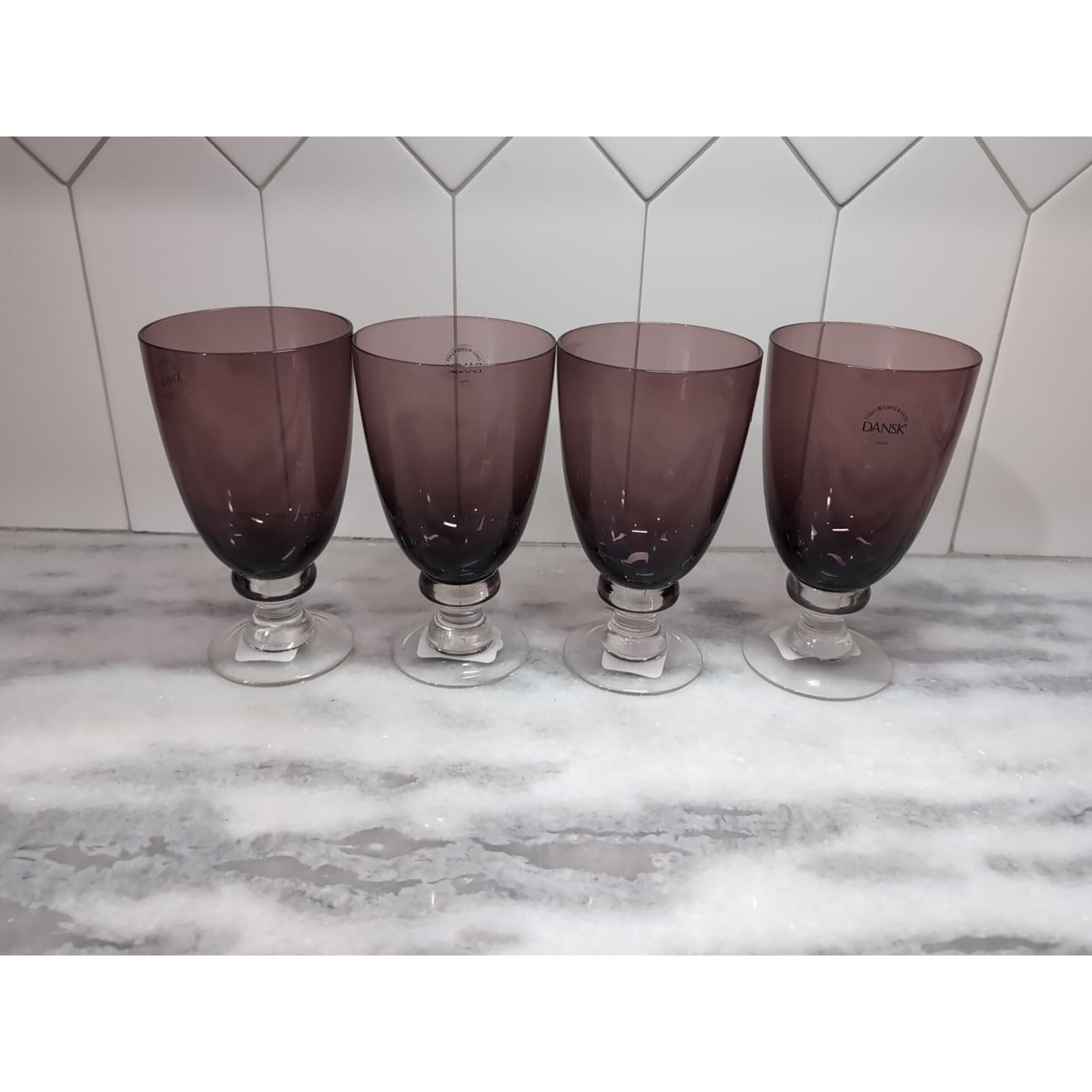 Dansk Crystal Madras Goblets Set, Amethyst Purple Iced Tea Glassware, Set of 4 - Thumbnail 2