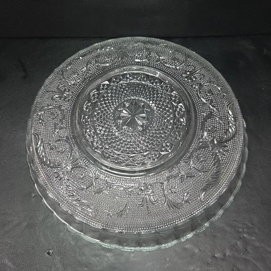 KIG Malaysia Clear Glass Serving Bowl, Vtg Trellis Pattern Replacement Tableware - Thumbnail 4