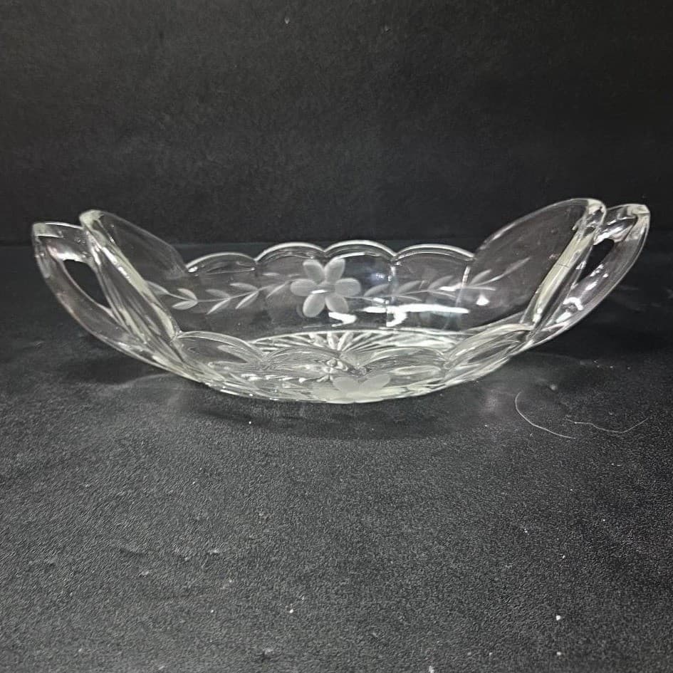 Imperial Glass Serving Boat, Vintage Etched Floral Bowl, Replacement Serveware - Thumbnail 4