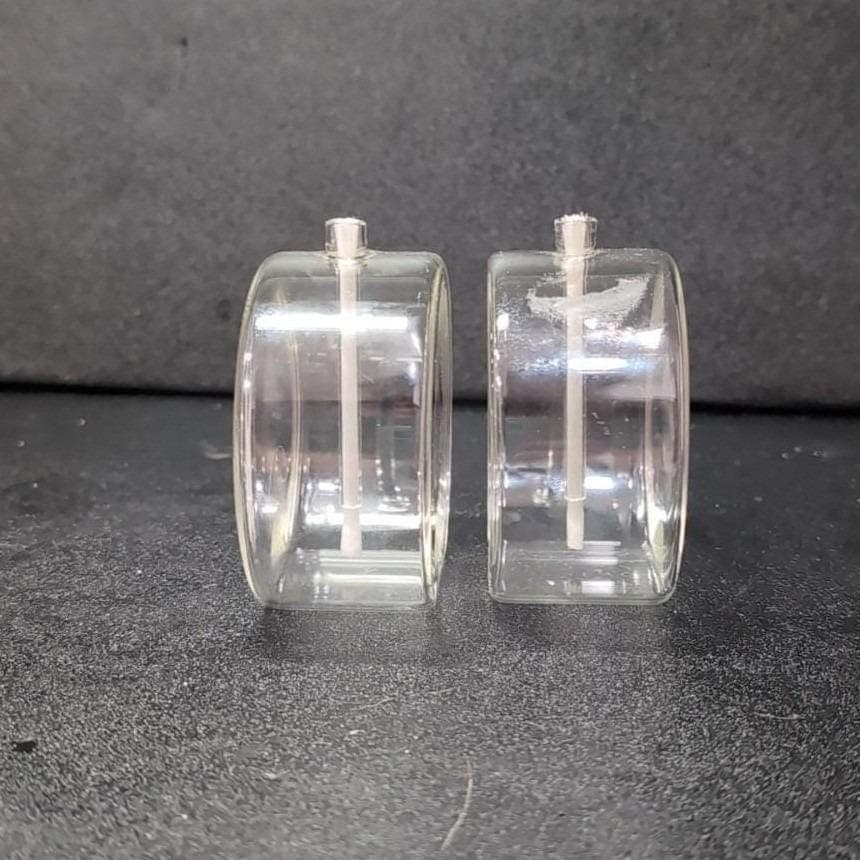 Firelight Glass 3" Round Oil Lamps, Set of 2, Vintage Candle Lights, Minimalist - Thumbnail 8