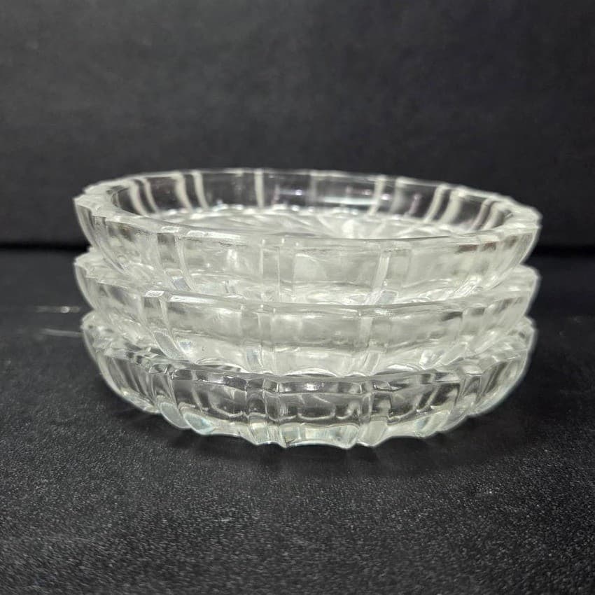 Pinwheel Crystal Glass Coasters, Set of 3, Vintage Star of David Tableware Decor - Thumbnail 7