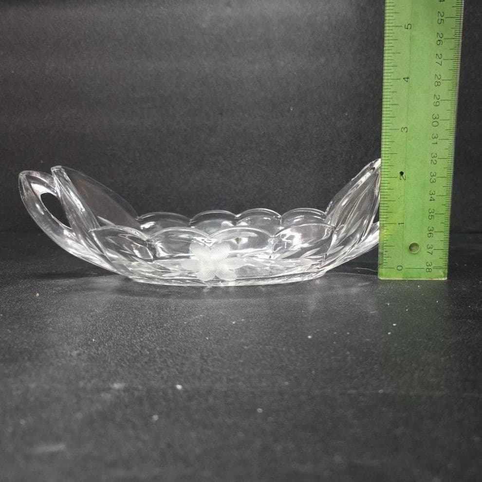 Imperial Glass Serving Boat, Vintage Etched Floral Bowl, Replacement Serveware - Thumbnail 8