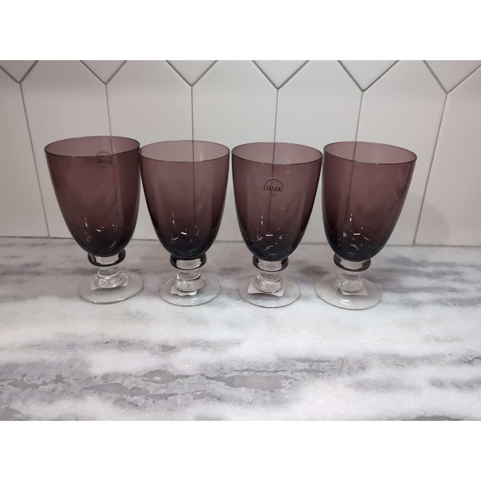 Dansk Crystal Madras Goblets Set, Amethyst Purple Iced Tea Glassware, Set of 4 - Thumbnail 3