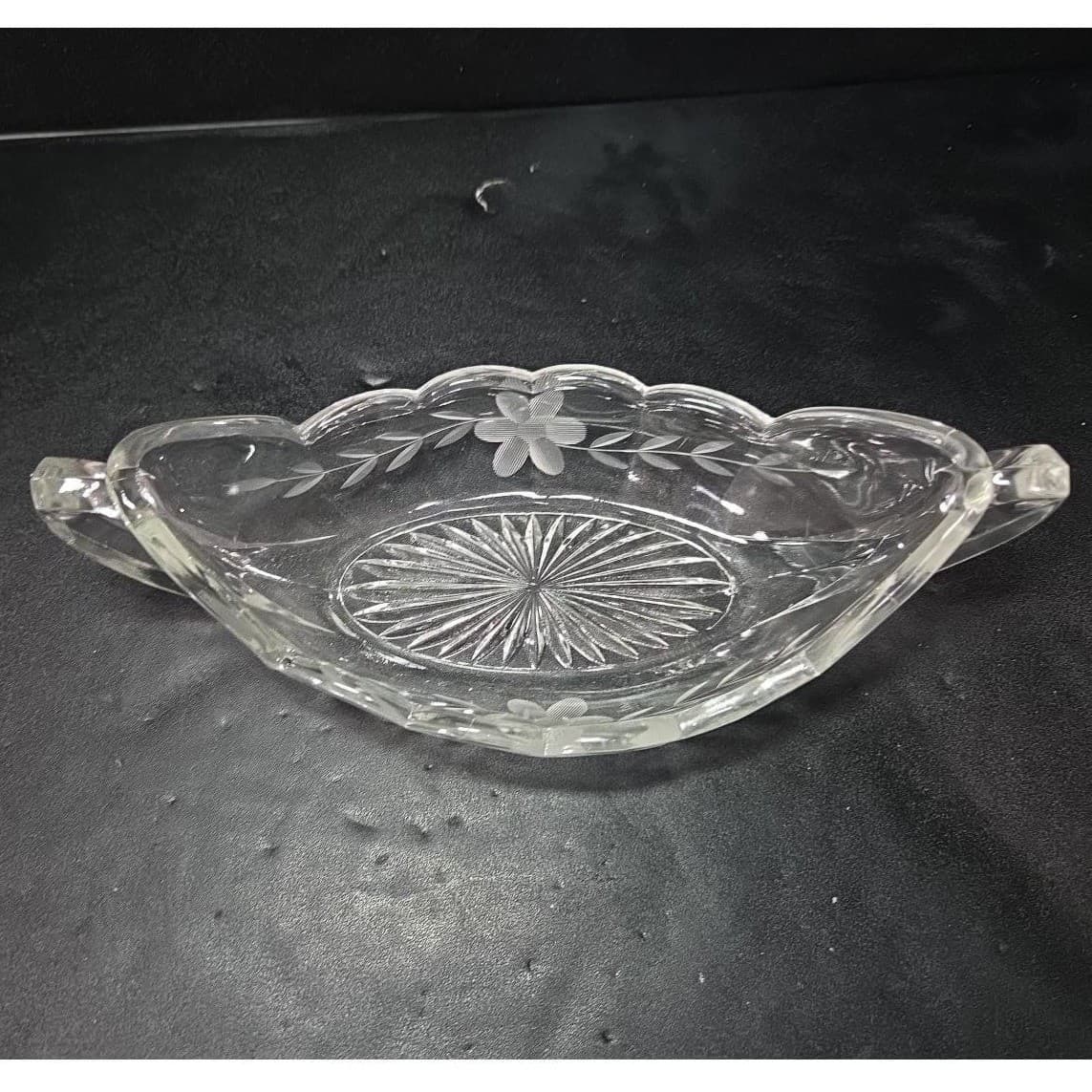 Imperial Glass Serving Boat, Vintage Etched Floral Bowl, Replacement Serveware - Thumbnail 6